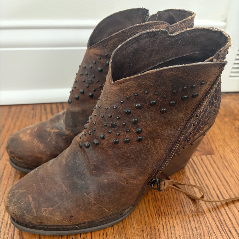Ariat Distressed Brown Studded Ankle Boots